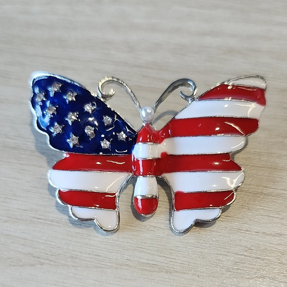 Patriotic Butterfly Brooch